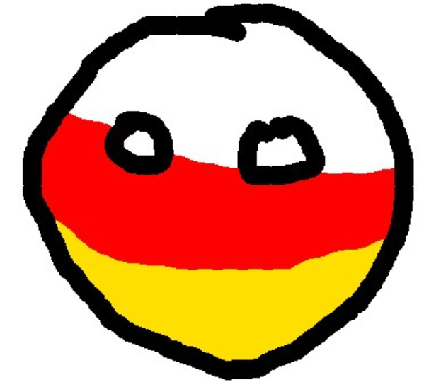 Ein Smiley mit den Farben Rot, Gelb und Weiß des deutschen Flaggens gegen einen weißen Hintergrund.
