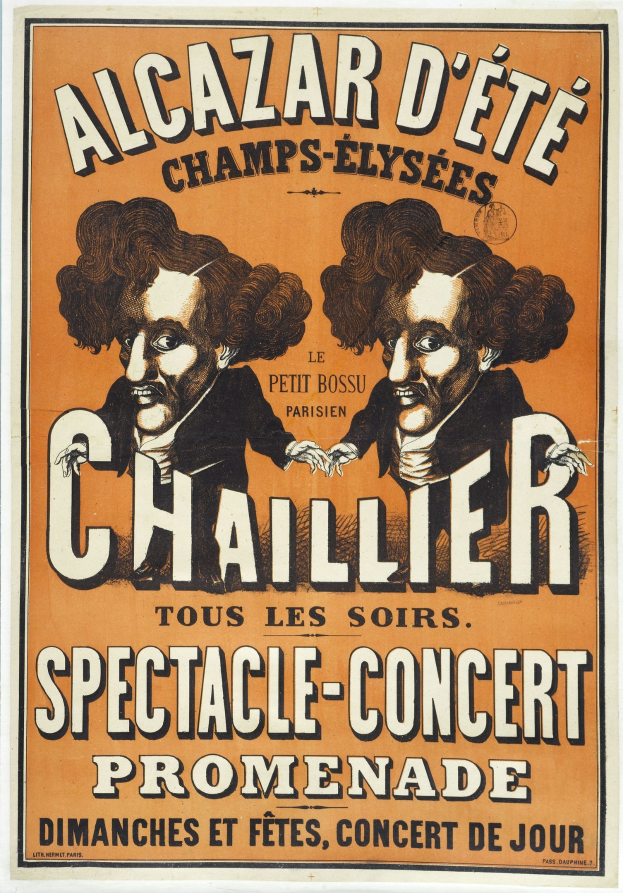 Zwei Männer in Anzügen stehen nebeneinander mit ernsten Gesichtern und werben für ein Spektakelkonzert.