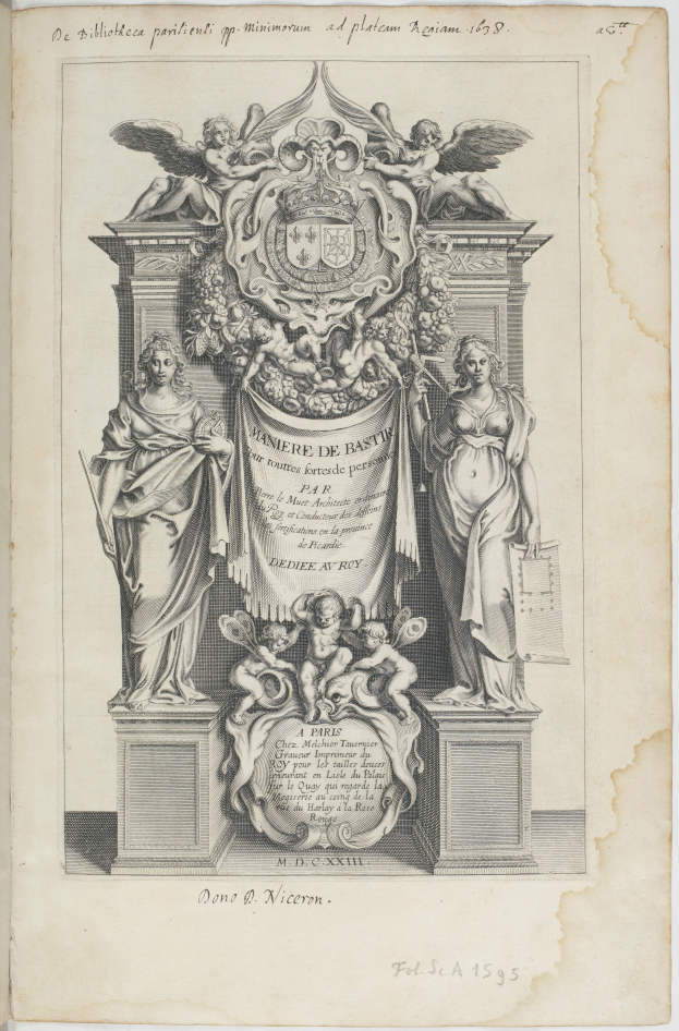 Ein Buch mit einer Zeichnung von zwei detaillierten Statuen auf dem Cover, begleitet von beschreibendem Text.