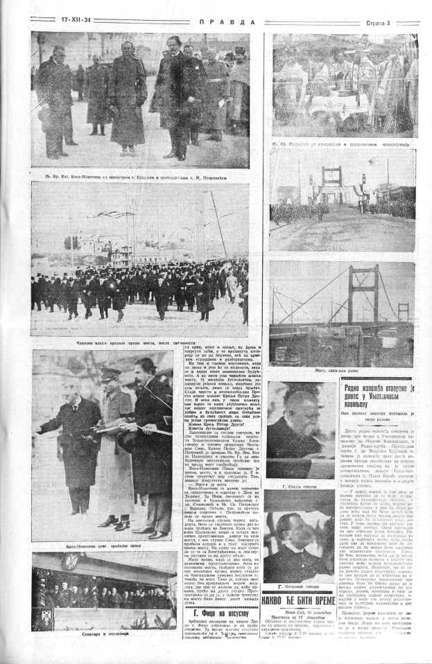 Eine offene Zeitung mit einer Seite voller Text und mehreren Bildern von Menschen verschiedenen Alters und Geschlechts.