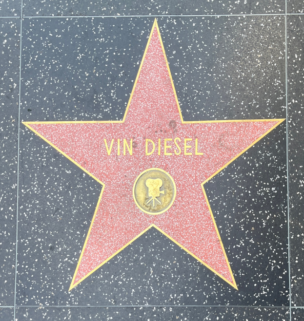 Star on the Hollywood Walk of Fame with "Vin Diesel" inscribed on it.