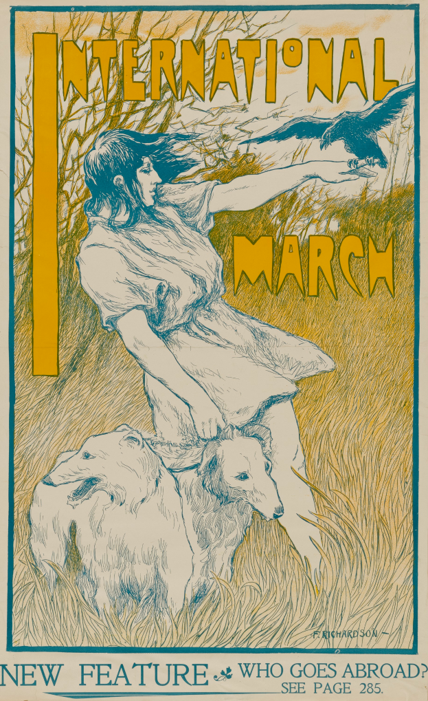 Ein Plakat für die Internationale Demonstration mit einer Frau mit einem menschlichen Gesicht und einem Hund, mit Text, der Informationen zum Ereignis enthält.