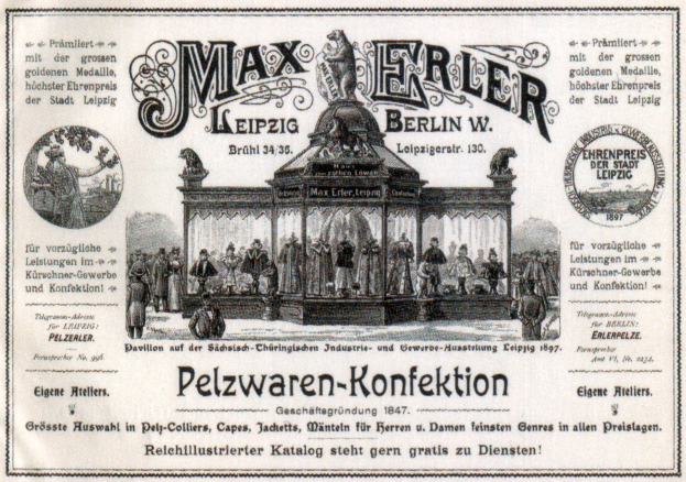 Schwarz-weiß-Plakatwerbung für Max Erler Leipzig in Berlin, Deutschland, zeigt eine Gruppe von Menschen vor einem Gebäude mit Text, der ein Ereignis ankündigt.