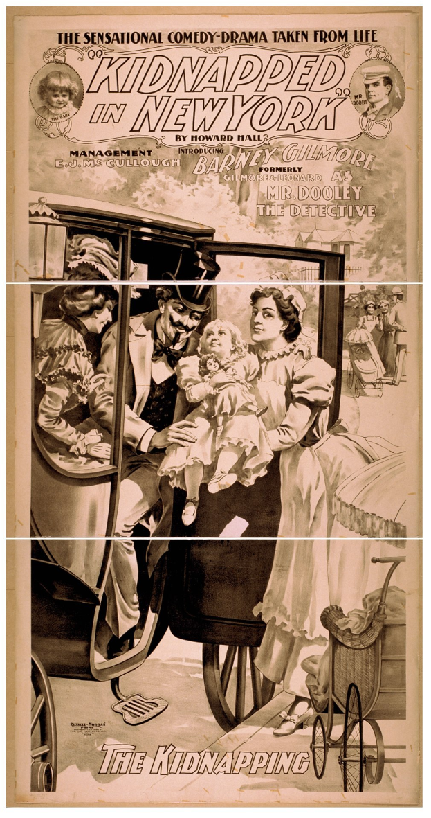 Plakat für den Film "Entführt in New York", das eine Gruppe besorgter Menschen in einem Fahrzeug zeigt, mit dem Titel überall und ged├Ąmpften Farben, die eine traurige Atmosph├Ąre schaffen.