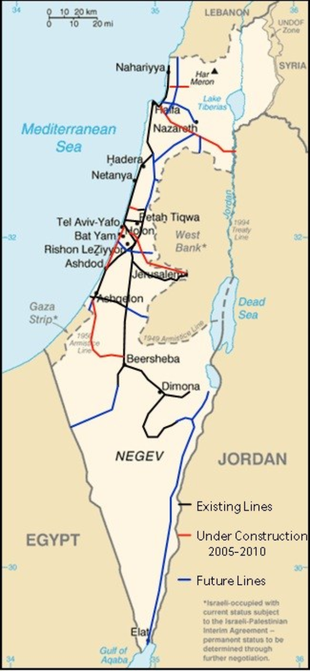 Detailierte Karte von Israel und Palästina mit Text und Linien, die das Ausmaß ihres Konflikts anzeigen, wobei Städte, Flüsse und geografische Merkmale gezeigt werden.