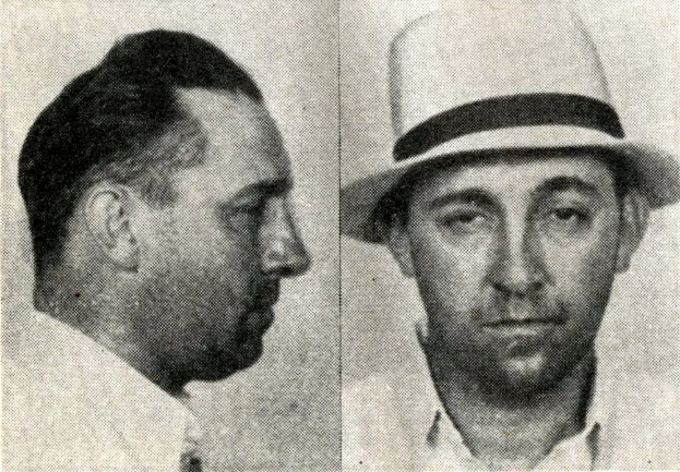 Ein Schwarz-Weiß-Foto von zwei Männern, wobei einer einen Hut und der andere ein Hemd trägt, mit Text unten, der lautet: "Gustav Klimt, der erste Mann, der wegen Mordes verurteilt wurde."