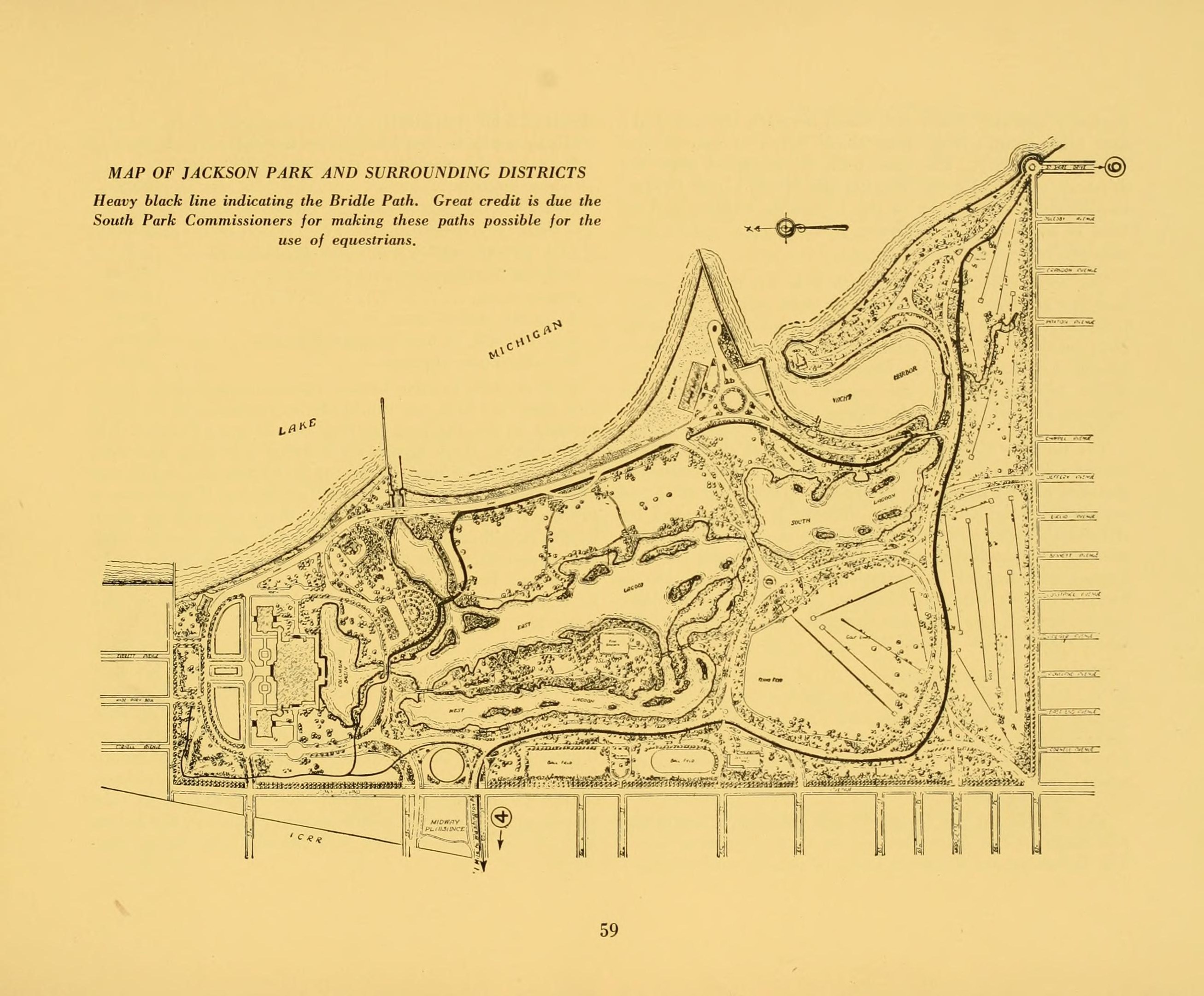 Ausführliche Alte Karte Von Jackson Park Und Umgebenden Bezirken, Zeigend Straßen, Parks Und Andere Merkmale Mit Sichtbarem Text.
