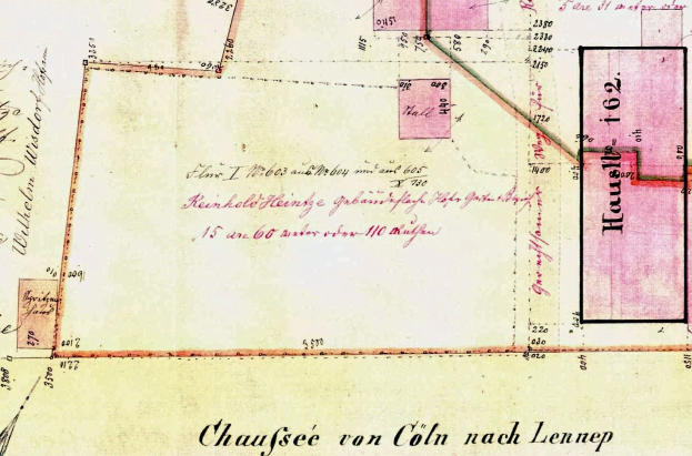 Detailierte alte Karte von Leipzig, Deutschland, mit Text und Zahlen, die eine geplante Stelle hervorheben und Straßen, Gebäude und Sehenswürdigkeiten zeigen.