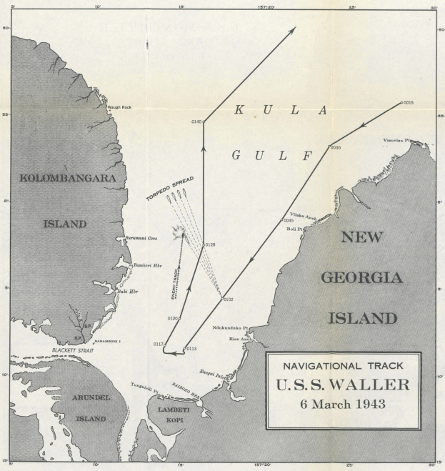 Detailiertes U.S.-Navy-Navigationskartenschema des Golfs von Mexiko auf Papier, das Inseln, Gewässer und Navigationsspezifikationen wie Länge, Breite und Tiefe zeigt.