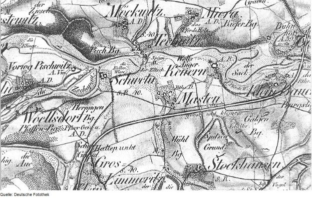 Ein detailliertes Schwarz-Weiß-Kart von Stuttgart, Deutschland, mit Text, der einen Überblick über das Gebiet gibt.