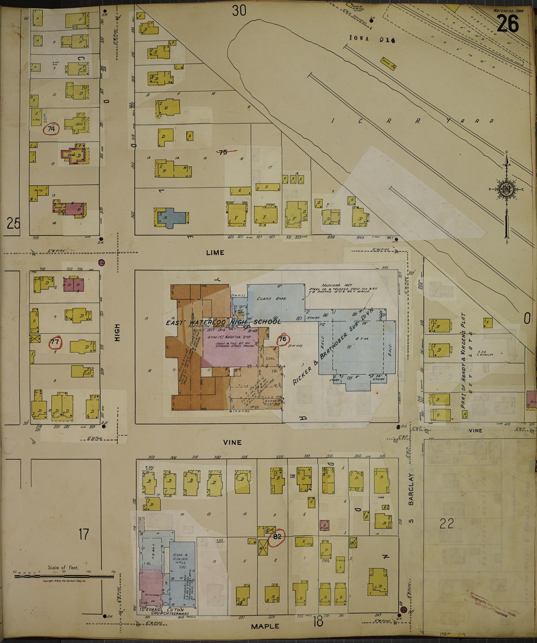 Old map of San Francisco, California, highlighting the East Mathew County School District with detailed streets, buildings, and landmarks.