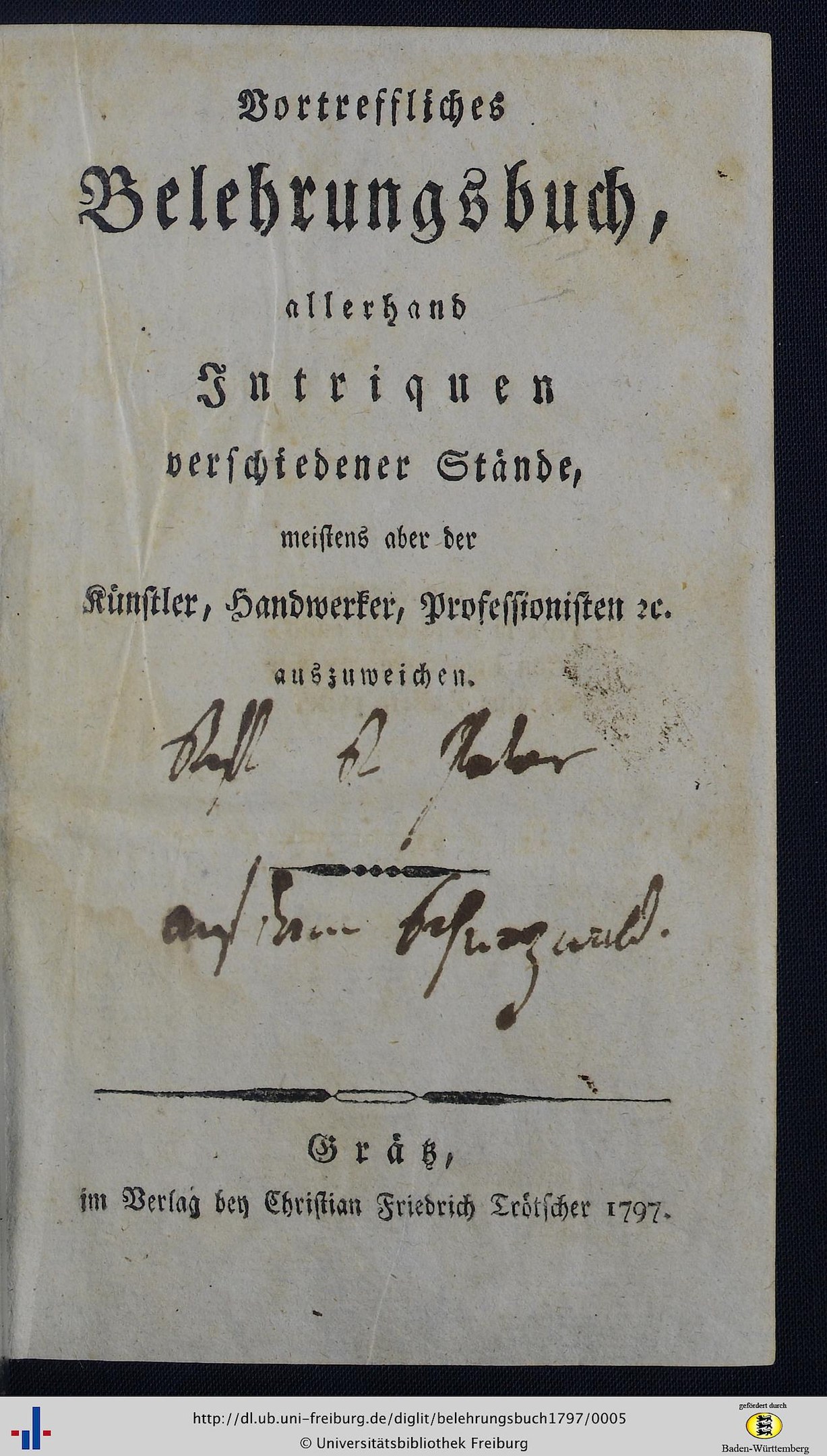Old book with black background and black and white image of handwritten text in German.