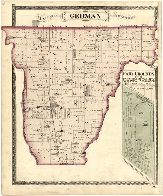 Ein alter Stadtplan von Berlin, Deutschland, mit dem Vergnügungspark in der Mitte, auf Papier mit Text oben und unten gedruckt.