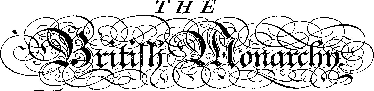 Fetter, schwarzer Text, der "The British Monarchy" in der Mitte auf einem weißen Hintergrund mit einem schmalen schwarzen Rand zeigt.