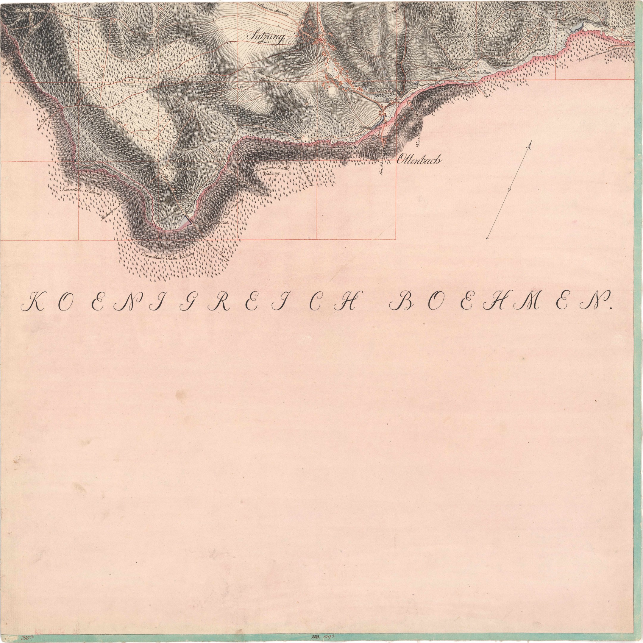 Detailed old map of Koesjrejch Boekmen showing streets, buildings, and text with city information like population and location.