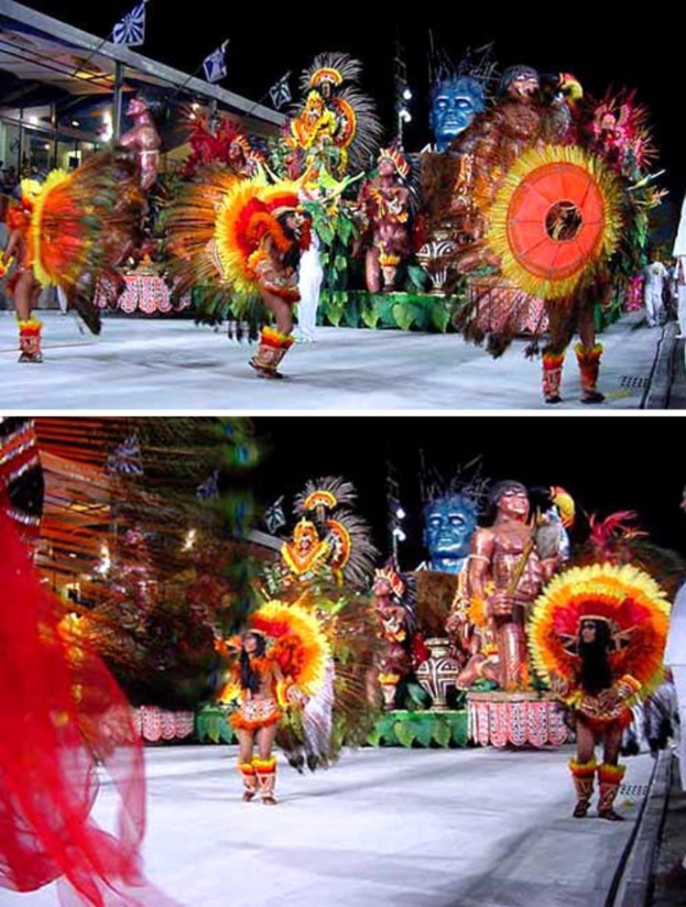 Ein Collage mit Menschen, die performen, einer Statue und einem Gebäude.