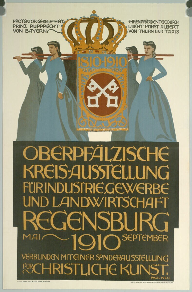 Plakat für die deutsche Revolution von 1910, das eine Gruppe von Menschen und eine Krone zeigt und Text enthält, der wahrscheinlich Informationen zum Ereignis enthält.