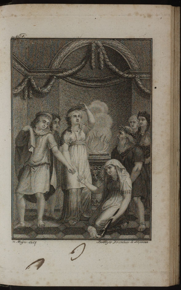 Eine Gruppe von Menschen versammelt sich um ein helles Feuer auf einer Illustration aus einem offenen Buch mit dem Titel "Bootleger Pressen & Lippincott", wobei einige nach oben und andere nach unten schauen.