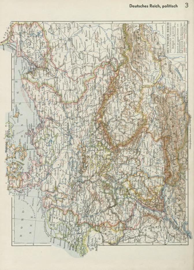 Old 19th-century map of Germany showing political divisions, printed on paper with text at the top and bottom.