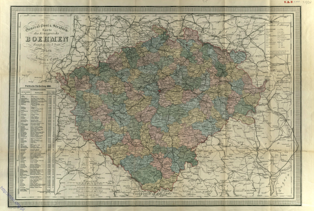 Ein altes Deutschland-Karte mit Bayern und Deutschland hervorgehoben, mit detaillierten Darstellungen von Städten, Flüssen und geografischen Merkmalen in Blautönen, Grüntönen und Gelbtönen.