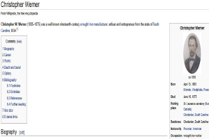 Ein Porträt einer Person neben ihrer Biografie und zusätzlichem Text.